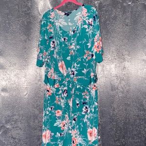 Aqua Floral Dress Roaman’s Comfortable Dress